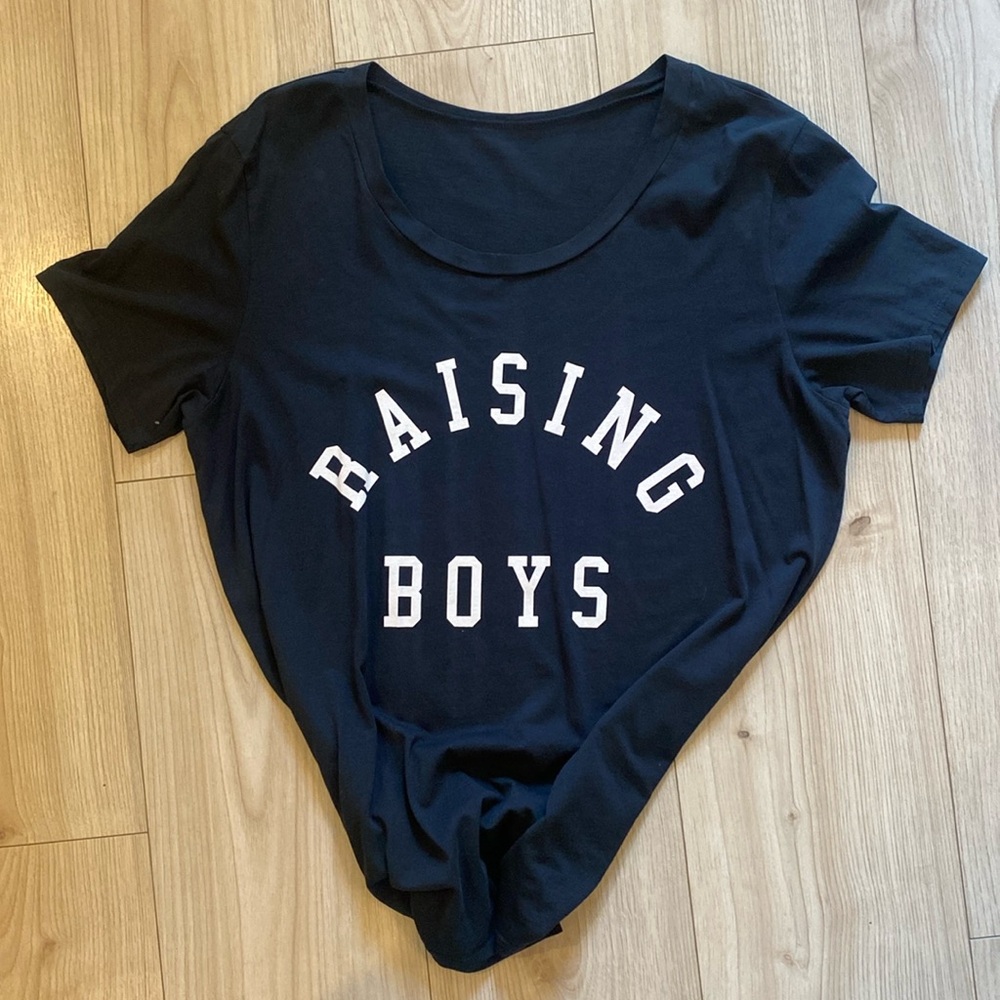 RAISING BOYS black oversized tee shirt.